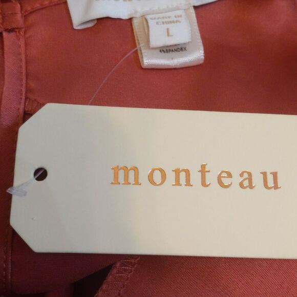 5/$55 - Monteau dusty rose pink scalloped spaghetti strap tank top, NWT, size L - Picture 6 of 7